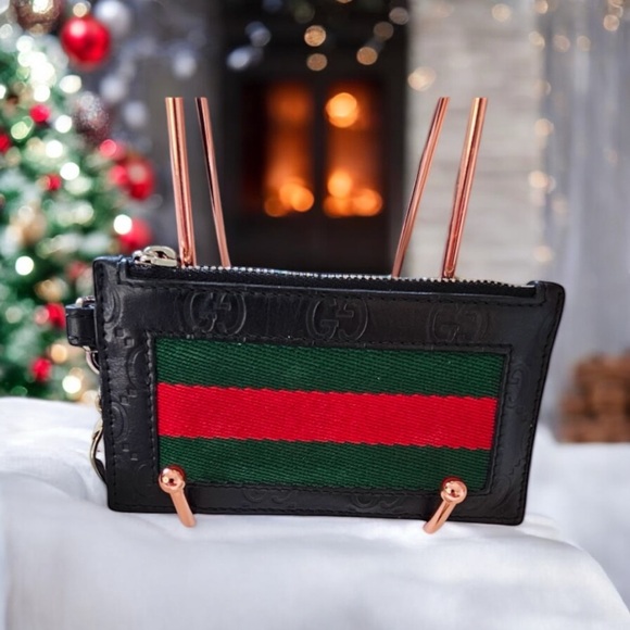 Gucci Web Card Case Zipper Wallet/ Key chain in Black. - Picture 2 of 6